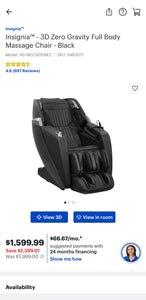 Insignia™m - 3D Zero Gravity Full Body
Massage Chair - Black