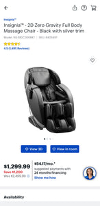 Insignia™ - 2D Zero Gravity Full Body Massage Chair - Black with silver trim