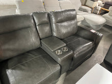 Load image into Gallery viewer, Bargotti Charcoal Leather 6 Pc Dual
Power Reclining Sectional