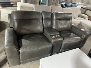 Bargotti Charcoal Leather 6 Pc Dual
Power Reclining Sectional
